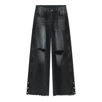 Riolio Autumn Denim Set Men Denim Jacket +Wide Leg Straight Jeans Casual Loose Solid Color Korean Style Street Stand Collar 2pcs Suit